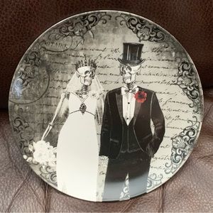 Fun Bones Dapper Skeleton Wedding Couple Halloween Salad Plate